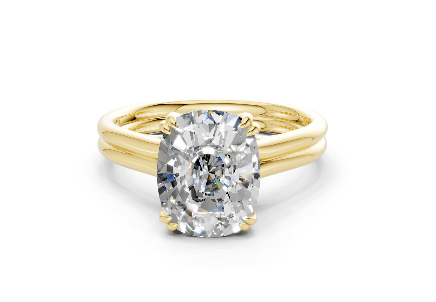 Audrey Diamond Solitaire Elongated Cushion Cut 3.1mm Engagement Ring - Ring Premier