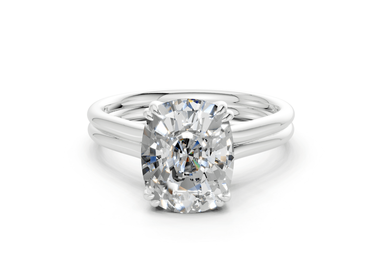Audrey Diamond Solitaire Elongated Cushion Cut 3.1mm Engagement Ring - Ring Premier