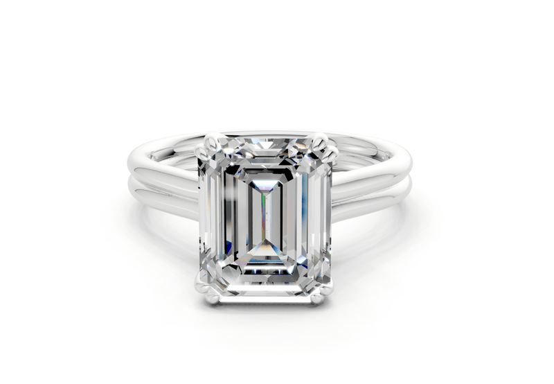 Audrey Diamond Solitaire Emerald Cut 3.1mm Engagement Ring - Ring Premier