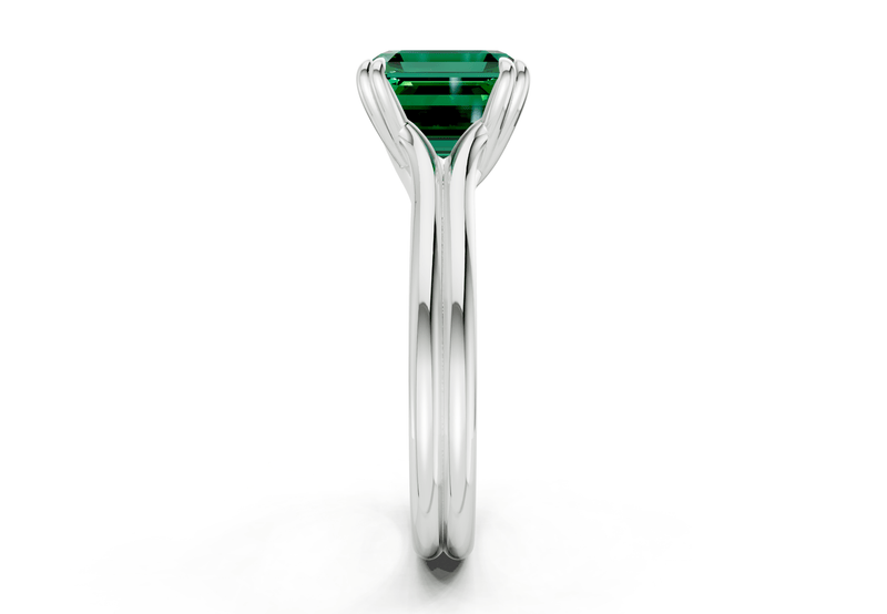 Audrey Emerald Gemstone Solitaire Asscher Cut 3.1mm Engagement Ring - Ring Premier