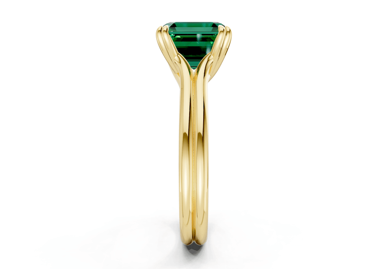 Audrey Emerald Gemstone Solitaire Asscher Cut 3.1mm Engagement Ring - Ring Premier