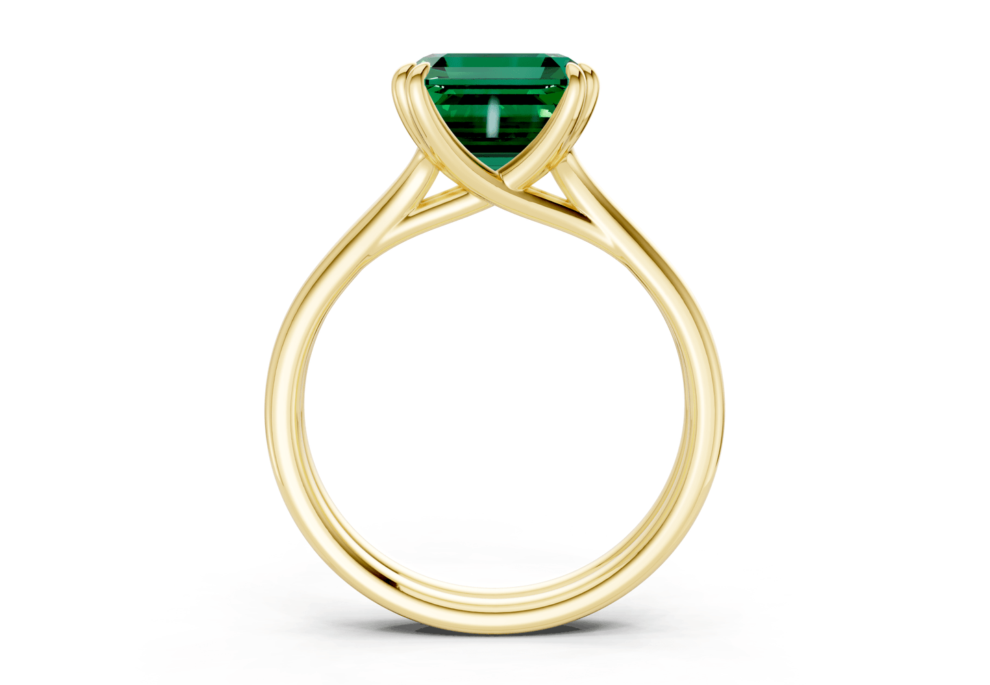 Audrey Emerald Gemstone Solitaire Asscher Cut 3.1mm Engagement Ring - Ring Premier