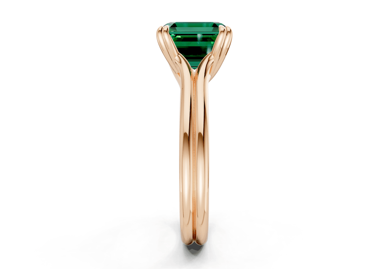 Audrey Emerald Gemstone Solitaire Asscher Cut 3.1mm Engagement Ring - Ring Premier