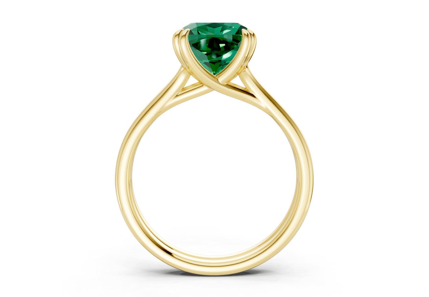 Audrey Emerald Gemstone Solitaire Cushion Squareuare Cut 3.1mm Engagement Ring