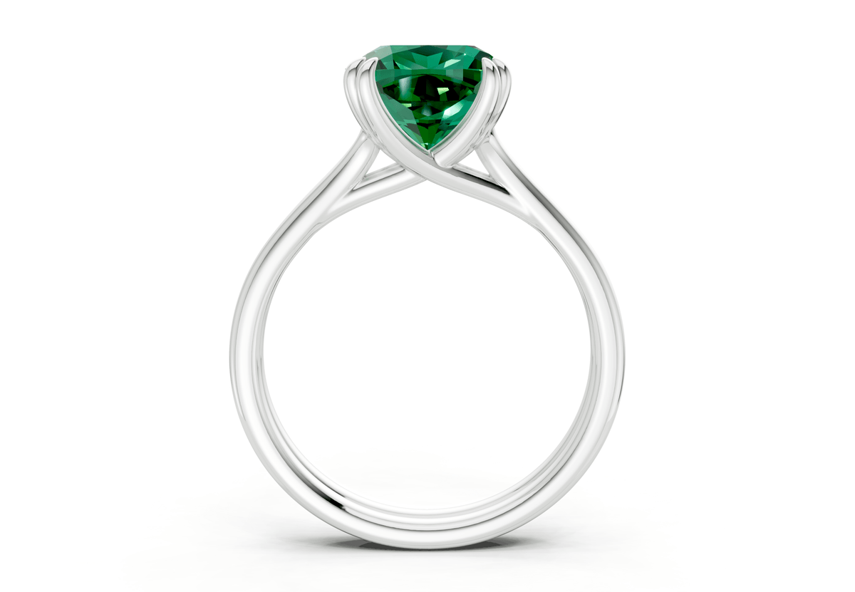 Audrey Emerald Gemstone Solitaire Cushion Squareuare Cut 3.1mm Engagement Ring