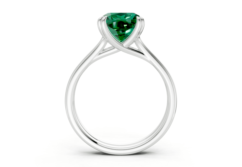 Audrey Emerald Gemstone Solitaire Cushion Squareuare Cut 3.1mm Engagement Ring - Ring Premier