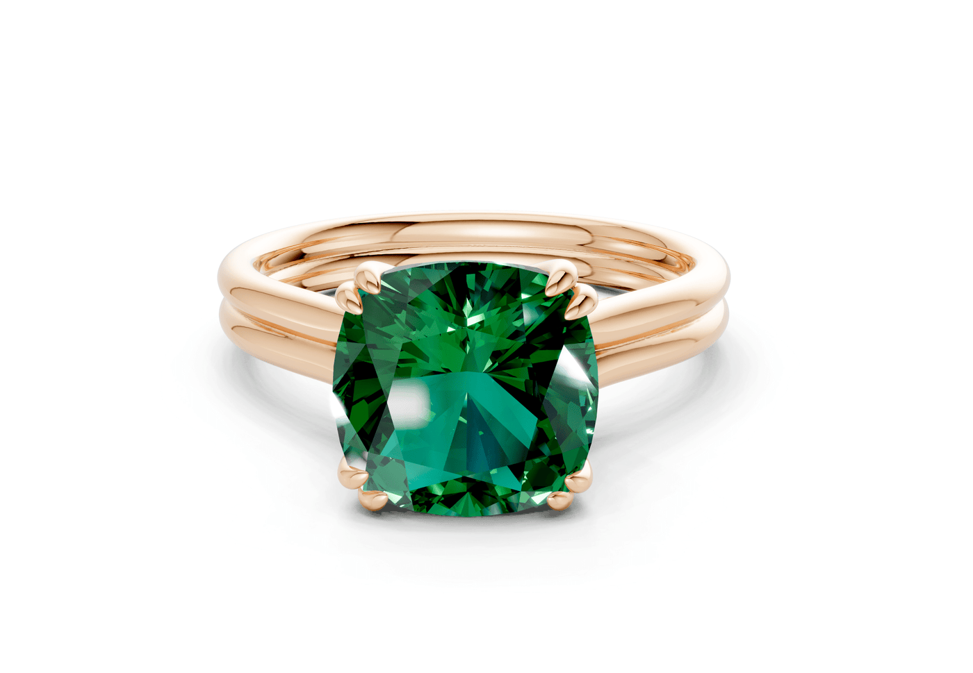 Audrey Emerald Gemstone Solitaire Cushion Squareuare Cut 3.1mm Engagement Ring