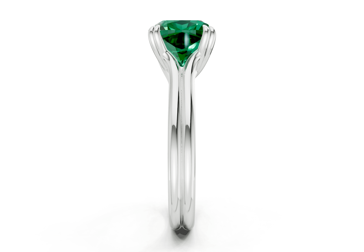 Audrey Emerald Gemstone Solitaire Cushion Squareuare Cut 3.1mm Engagement Ring