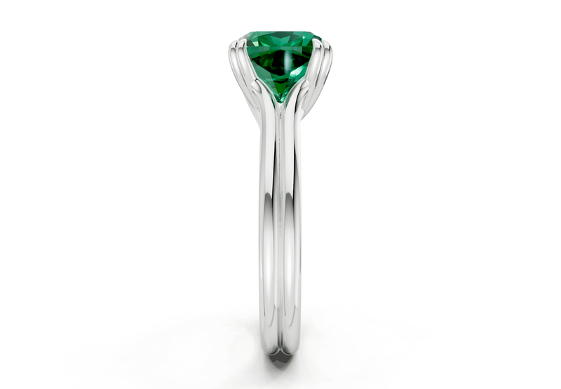 Audrey Emerald Gemstone Solitaire Cushion Squareuare Cut 3.1mm Engagement Ring - Ring Premier