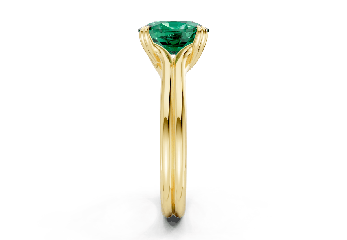 Audrey Emerald Gemstone Solitaire Elongated Cushion Cut 3.1mm Engagement Ring