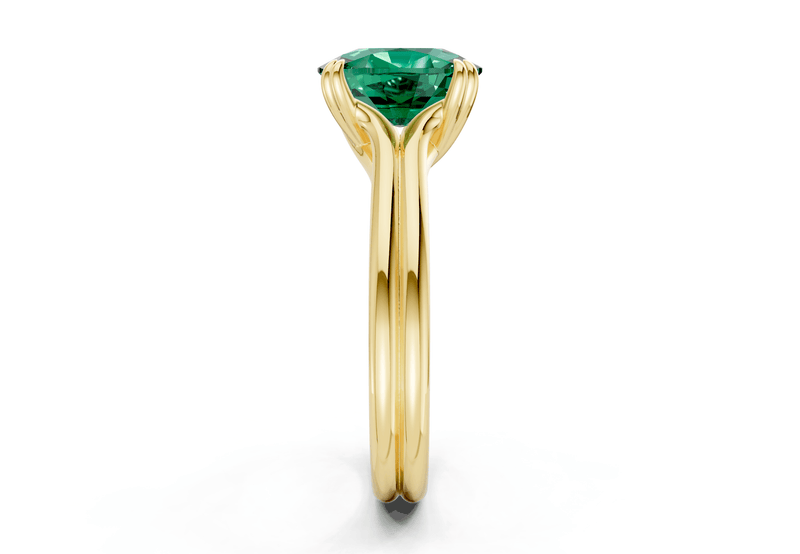 Audrey Emerald Gemstone Solitaire Elongated Cushion Cut 3.1mm Engagement Ring - Ring Premier