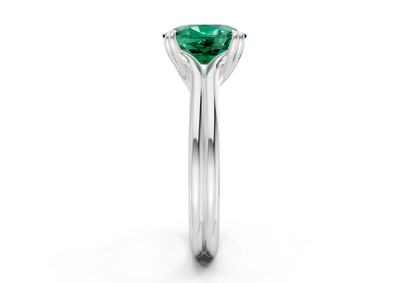 Audrey Emerald Gemstone Solitaire Elongated Cushion Cut 3.1mm Engagement Ring