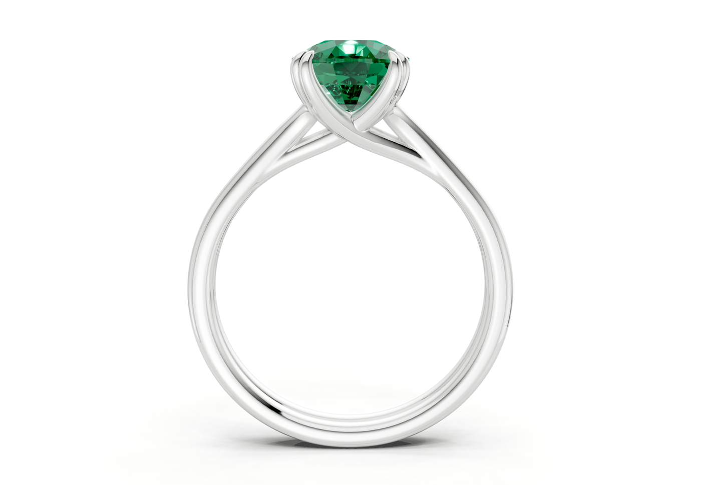 Audrey Emerald Gemstone Solitaire Elongated Cushion Cut 3.1mm Engagement Ring