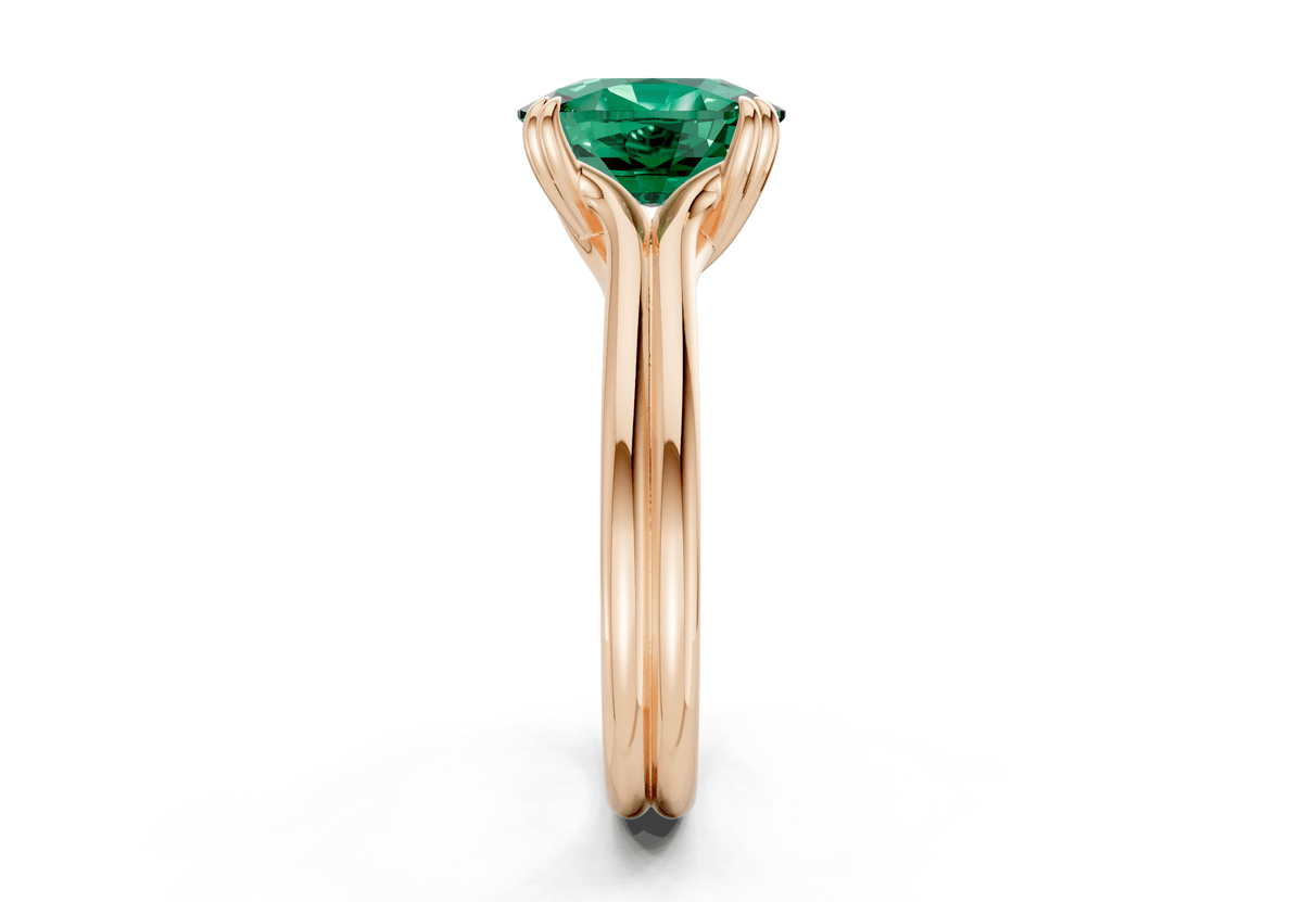 Audrey Emerald Gemstone Solitaire Elongated Cushion Cut 3.1mm Engagement Ring