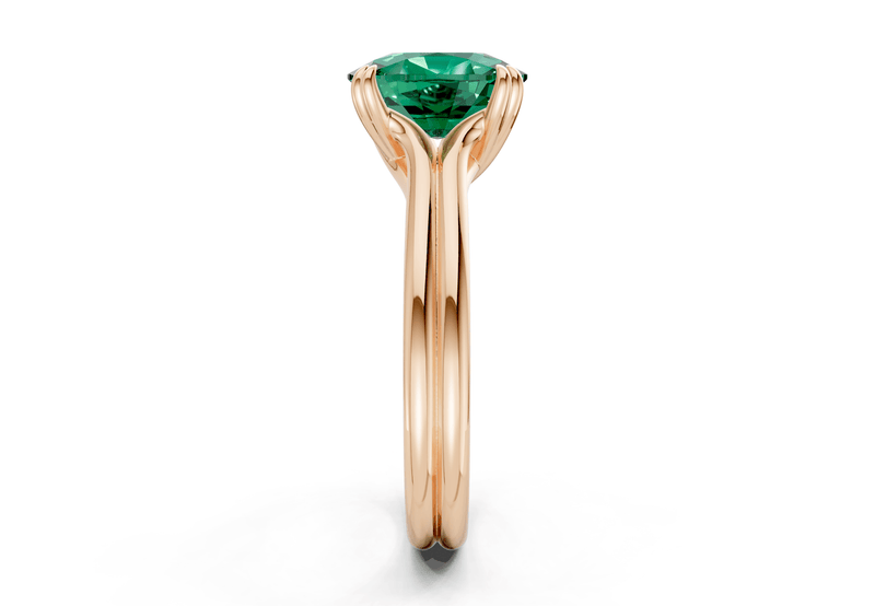 Audrey Emerald Gemstone Solitaire Elongated Cushion Cut 3.1mm Engagement Ring - Ring Premier