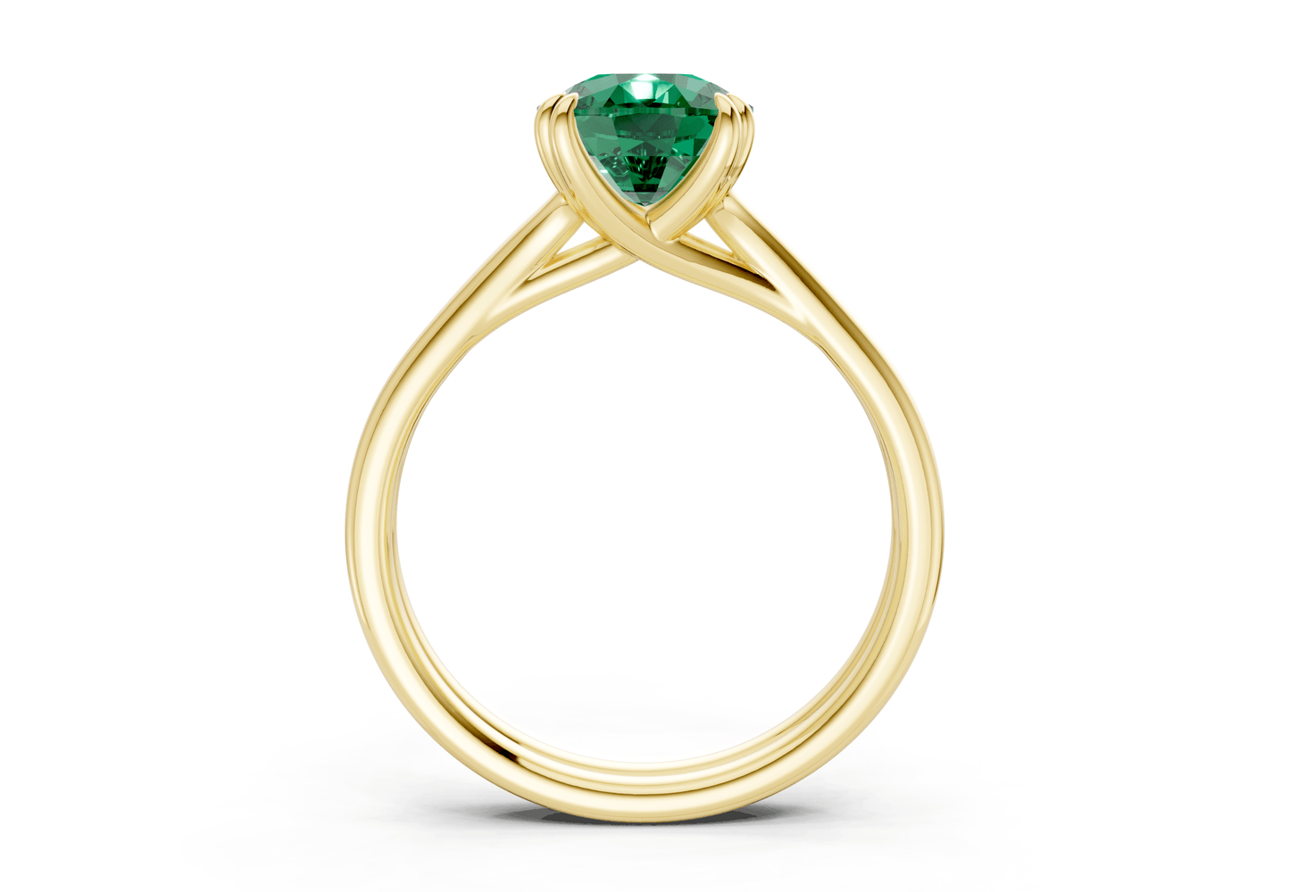Audrey Emerald Gemstone Solitaire Elongated Cushion Cut 3.1mm Engagement Ring - Ring Premier