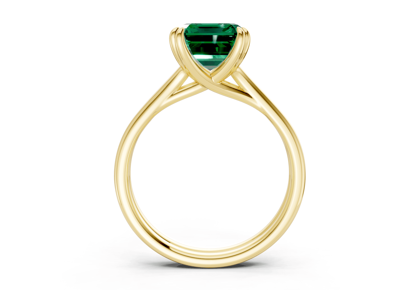 Audrey Emerald Gemstone Solitaire Emerald Cut 3.1mm Engagement Ring - Ring Premier