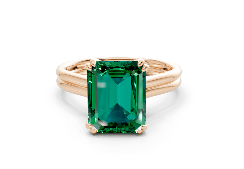 Audrey Emerald Gemstone Solitaire Emerald Cut 3.1mm Engagement Ring - Ring Premier