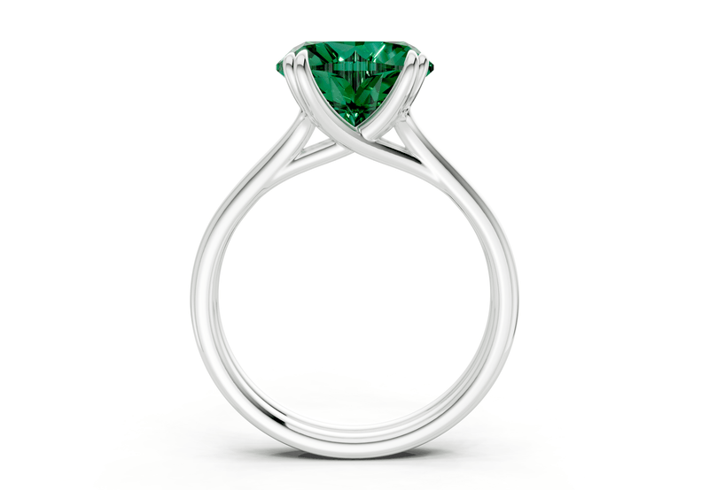Audrey Emerald Gemstone Solitaire Heart Cut 3.1mm Engagement Ring - Ring Premier