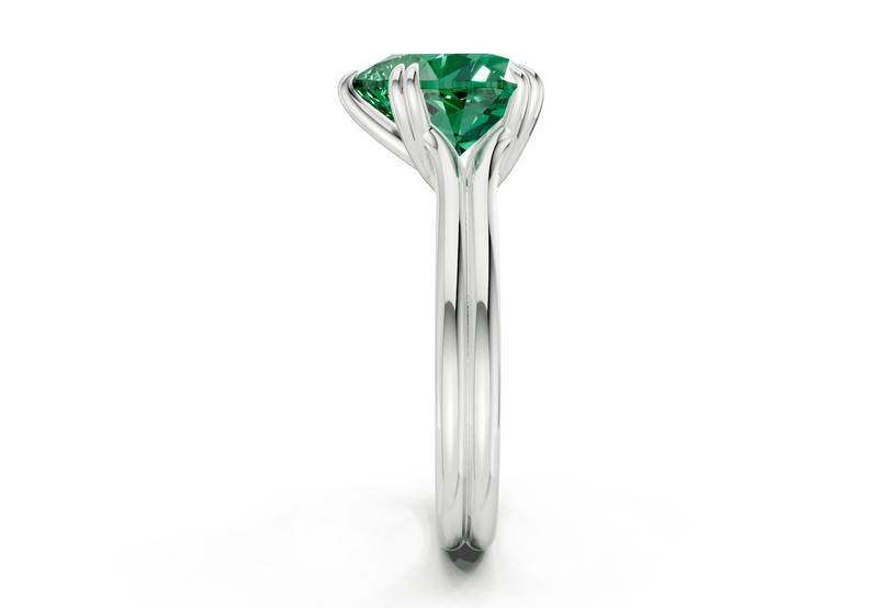 Audrey Emerald Gemstone Solitaire Heart Cut 3.1mm Engagement Ring - Ring Premier