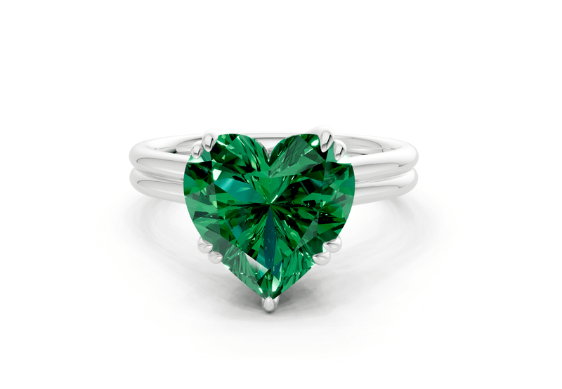 Audrey Emerald Gemstone Solitaire Heart Cut 3.1mm Engagement Ring - Ring Premier
