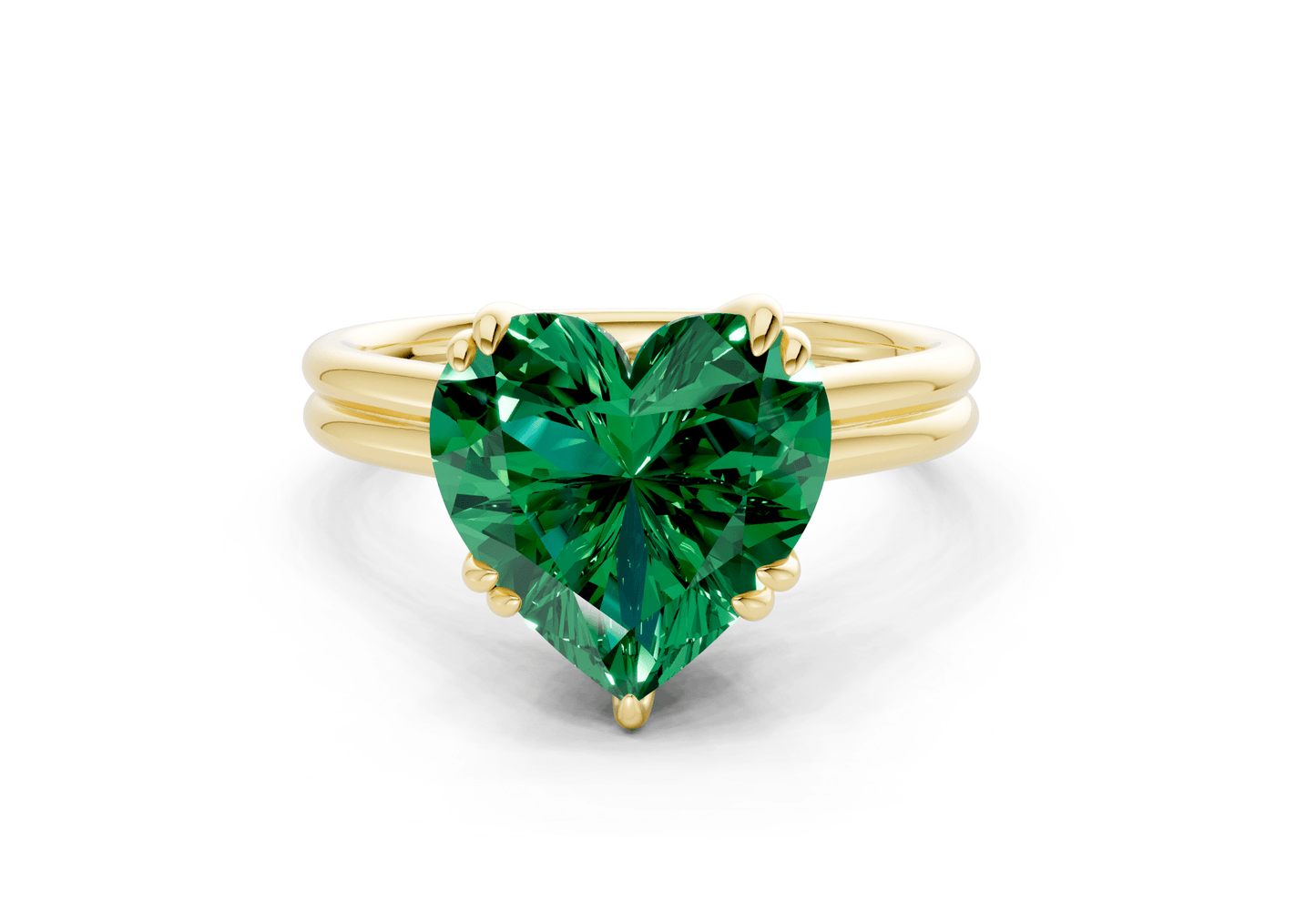 Audrey Emerald Gemstone Solitaire Heart Cut 3.1mm Engagement Ring - Ring Premier