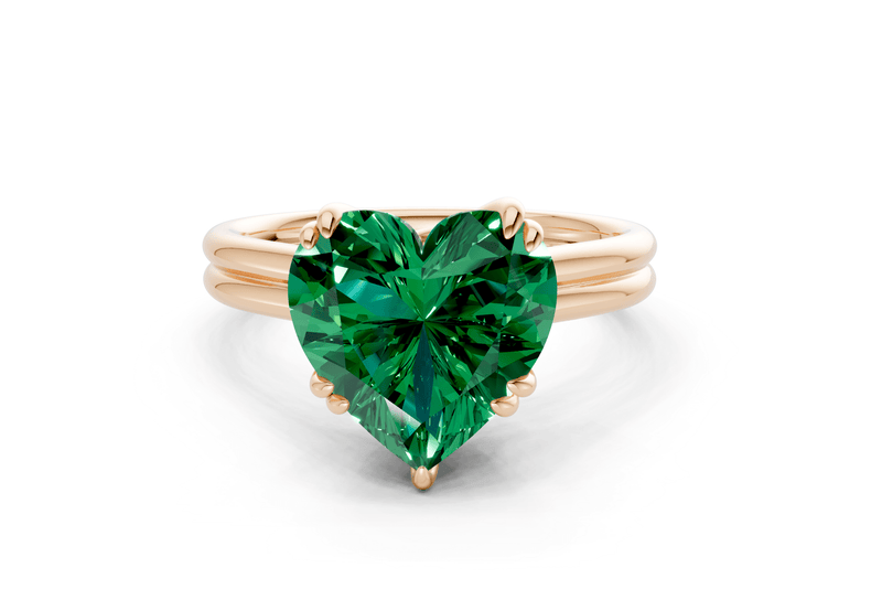 Audrey Emerald Gemstone Solitaire Heart Cut 3.1mm Engagement Ring - Ring Premier