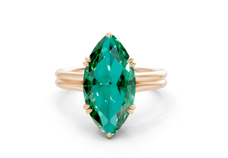 Audrey Emerald Gemstone Solitaire Marquise Cut 3.1mm Engagement Ring - Ring Premier