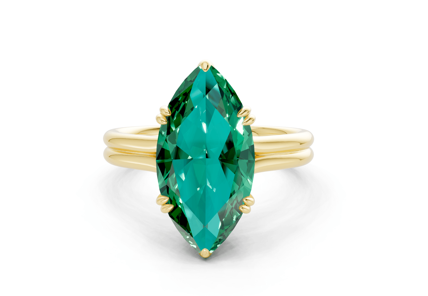 Audrey Emerald Gemstone Solitaire Marquise Cut 3.1mm Engagement Ring - Ring Premier