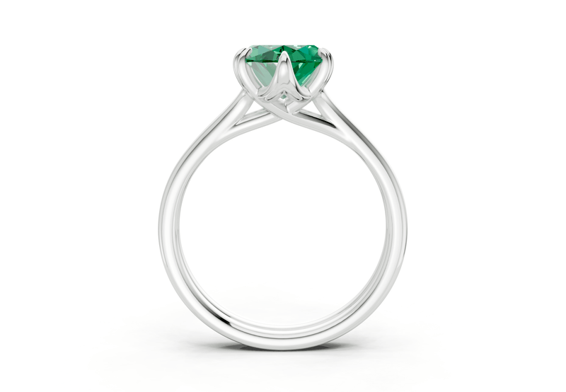 Audrey Emerald Gemstone Solitaire Marquise Cut 3.1mm Engagement Ring - Ring Premier