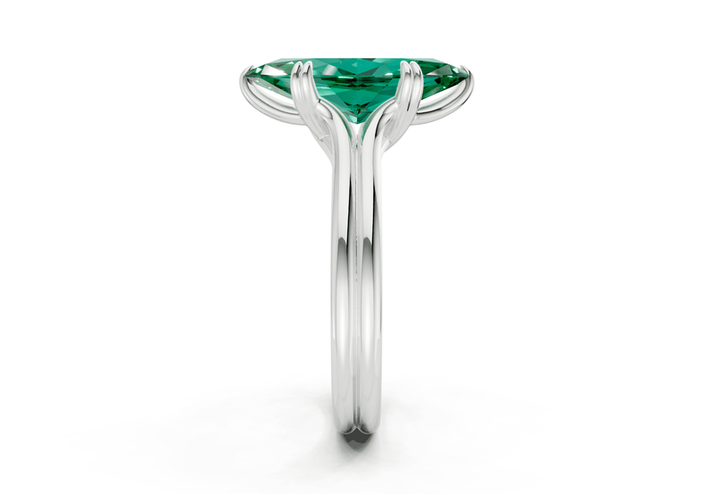 Audrey Emerald Gemstone Solitaire Marquise Cut 3.1mm Engagement Ring - Ring Premier