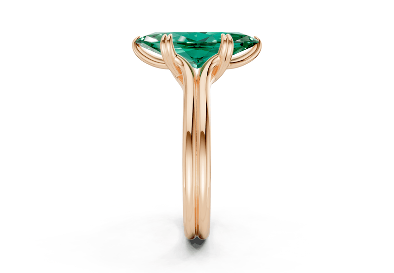 Audrey Emerald Gemstone Solitaire Marquise Cut 3.1mm Engagement Ring - Ring Premier