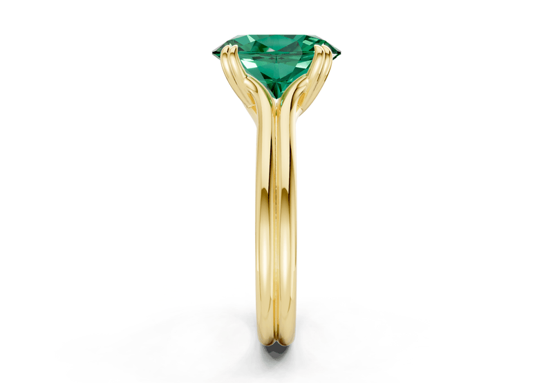 Audrey Emerald Gemstone Solitaire Oval Cut 3.1mm Engagement Ring - Ring Premier