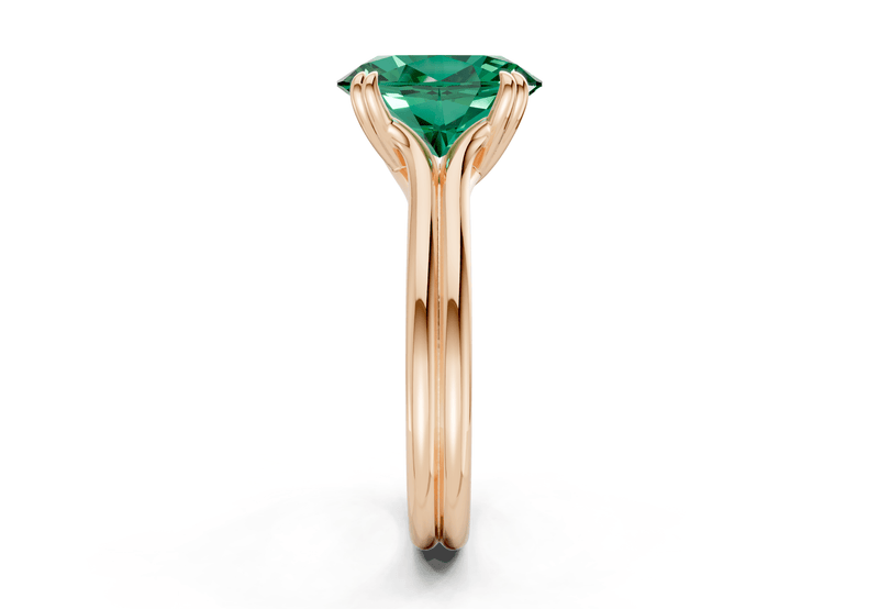 Audrey Emerald Gemstone Solitaire Oval Cut 3.1mm Engagement Ring - Ring Premier