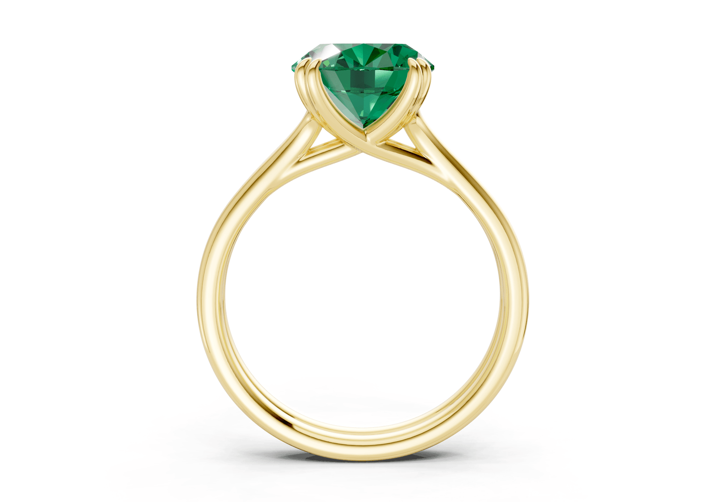 Audrey Emerald Gemstone Solitaire Oval Cut 3.1mm Engagement Ring - Ring Premier