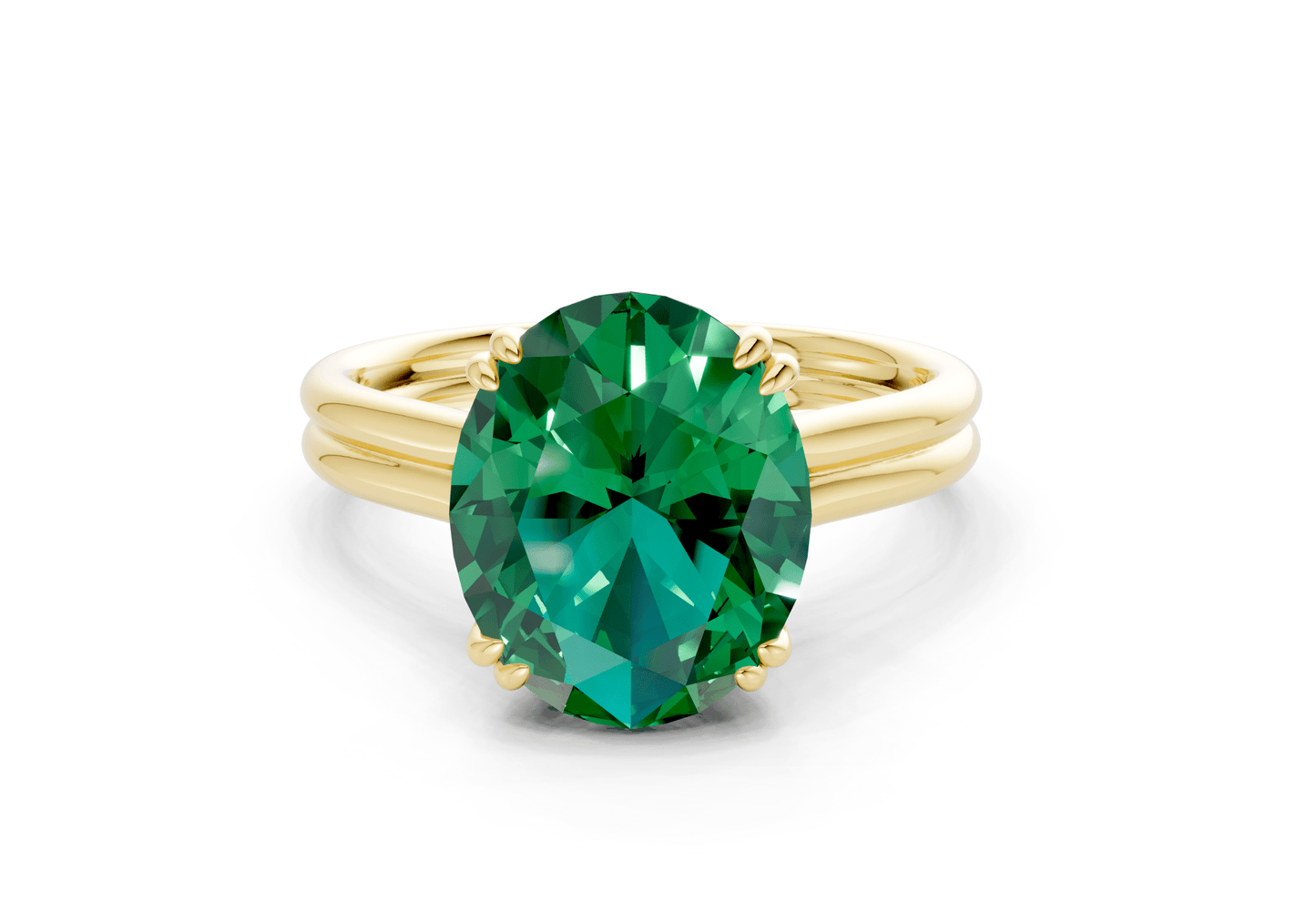 Audrey Emerald Gemstone Solitaire Oval Cut 3.1mm Engagement Ring - Ring Premier