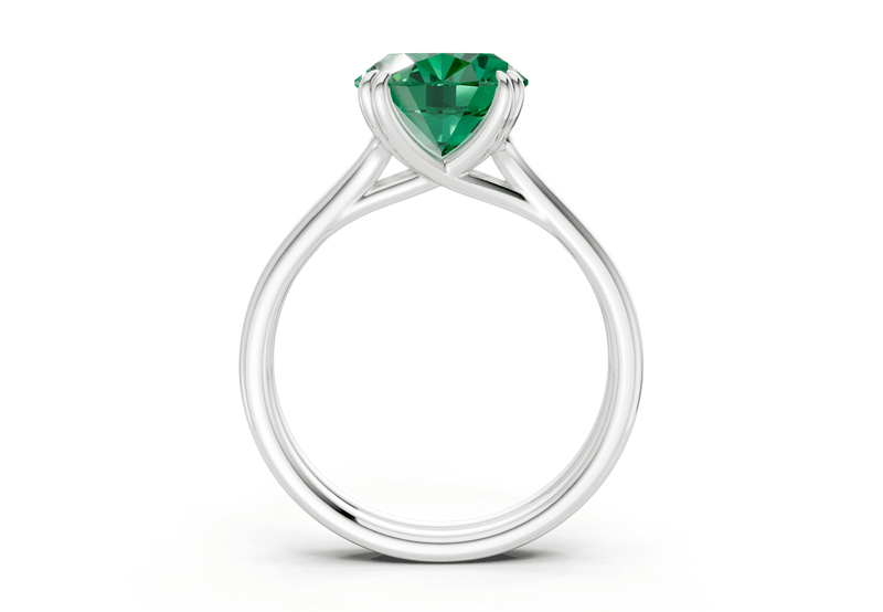 Audrey Emerald Gemstone Solitaire Oval Cut 3.1mm Engagement Ring - Ring Premier