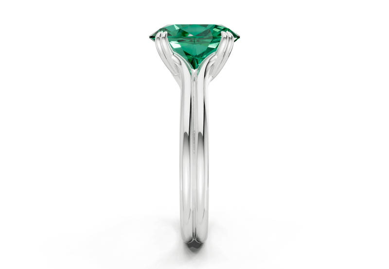 Audrey Emerald Gemstone Solitaire Oval Cut 3.1mm Engagement Ring - Ring Premier