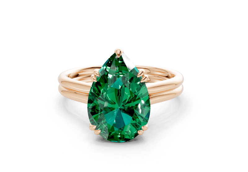 Audrey Emerald Gemstone Solitaire Pear Cut 3.1mm Engagement Ring - Ring Premier