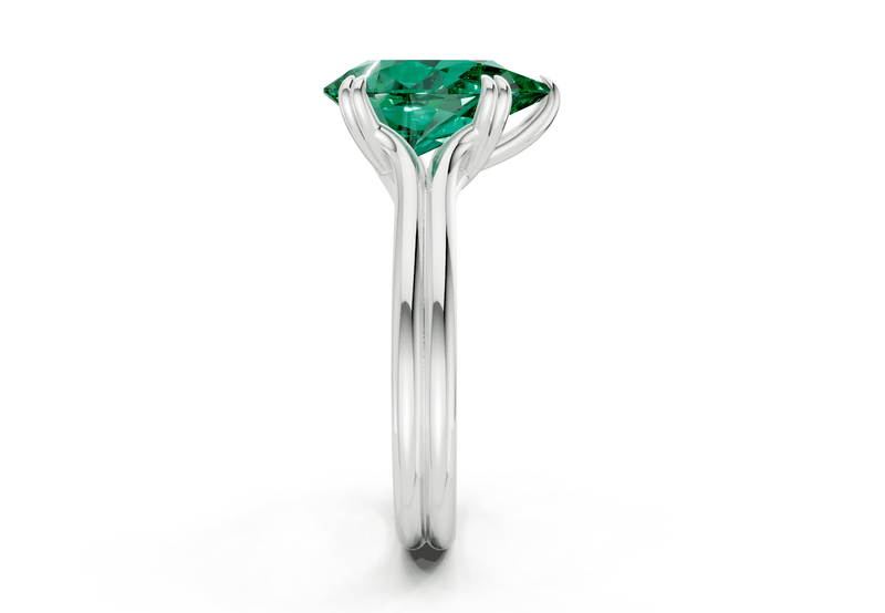 Audrey Emerald Gemstone Solitaire Pear Cut 3.1mm Engagement Ring - Ring Premier