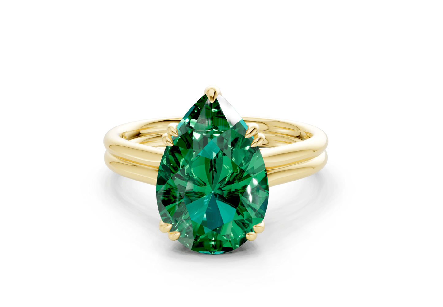 Audrey Emerald Gemstone Solitaire Pear Cut 3.1mm Engagement Ring - Ring Premier