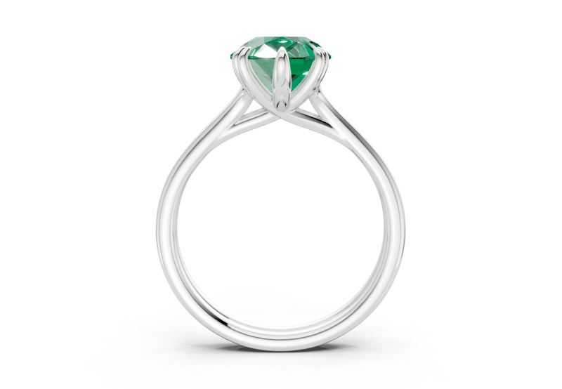 Audrey Emerald Gemstone Solitaire Pear Cut 3.1mm Engagement Ring - Ring Premier