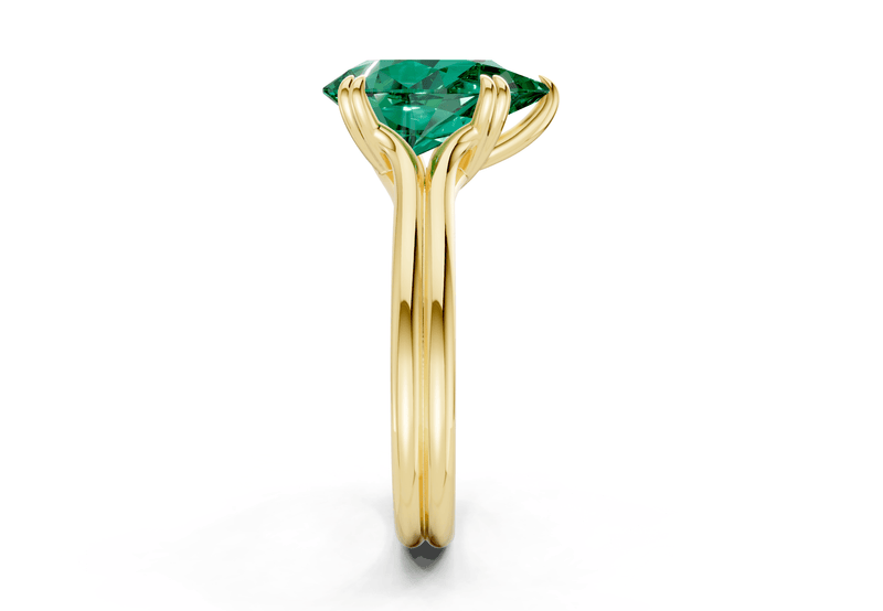 Audrey Emerald Gemstone Solitaire Pear Cut 3.1mm Engagement Ring - Ring Premier