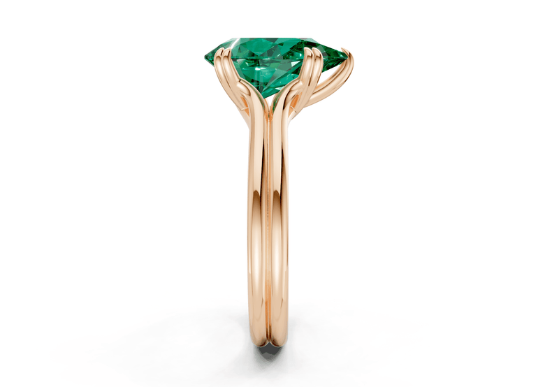 Audrey Emerald Gemstone Solitaire Pear Cut 3.1mm Engagement Ring - Ring Premier