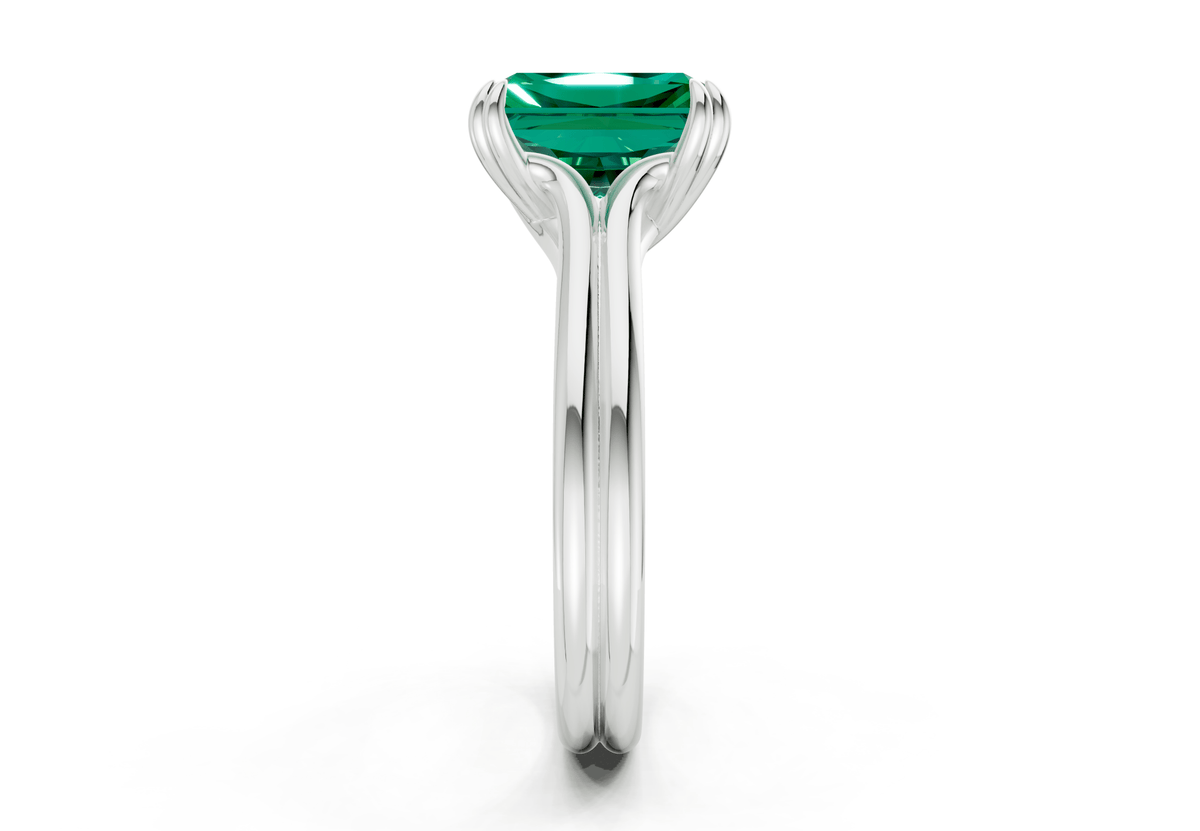 Audrey Emerald Gemstone Solitaire Radiant Cut 3.1mm Engagement Ring