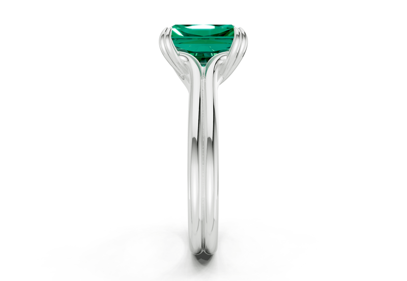Audrey Emerald Gemstone Solitaire Radiant Cut 3.1mm Engagement Ring - Ring Premier