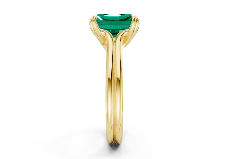 Audrey Emerald Gemstone Solitaire Radiant Cut 3.1mm Engagement Ring - Ring Premier