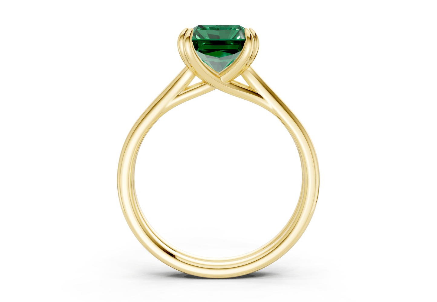 Audrey Emerald Gemstone Solitaire Radiant Cut 3.1mm Engagement Ring - Ring Premier