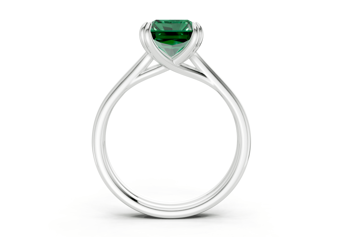 Audrey Emerald Gemstone Solitaire Radiant Cut 3.1mm Engagement Ring