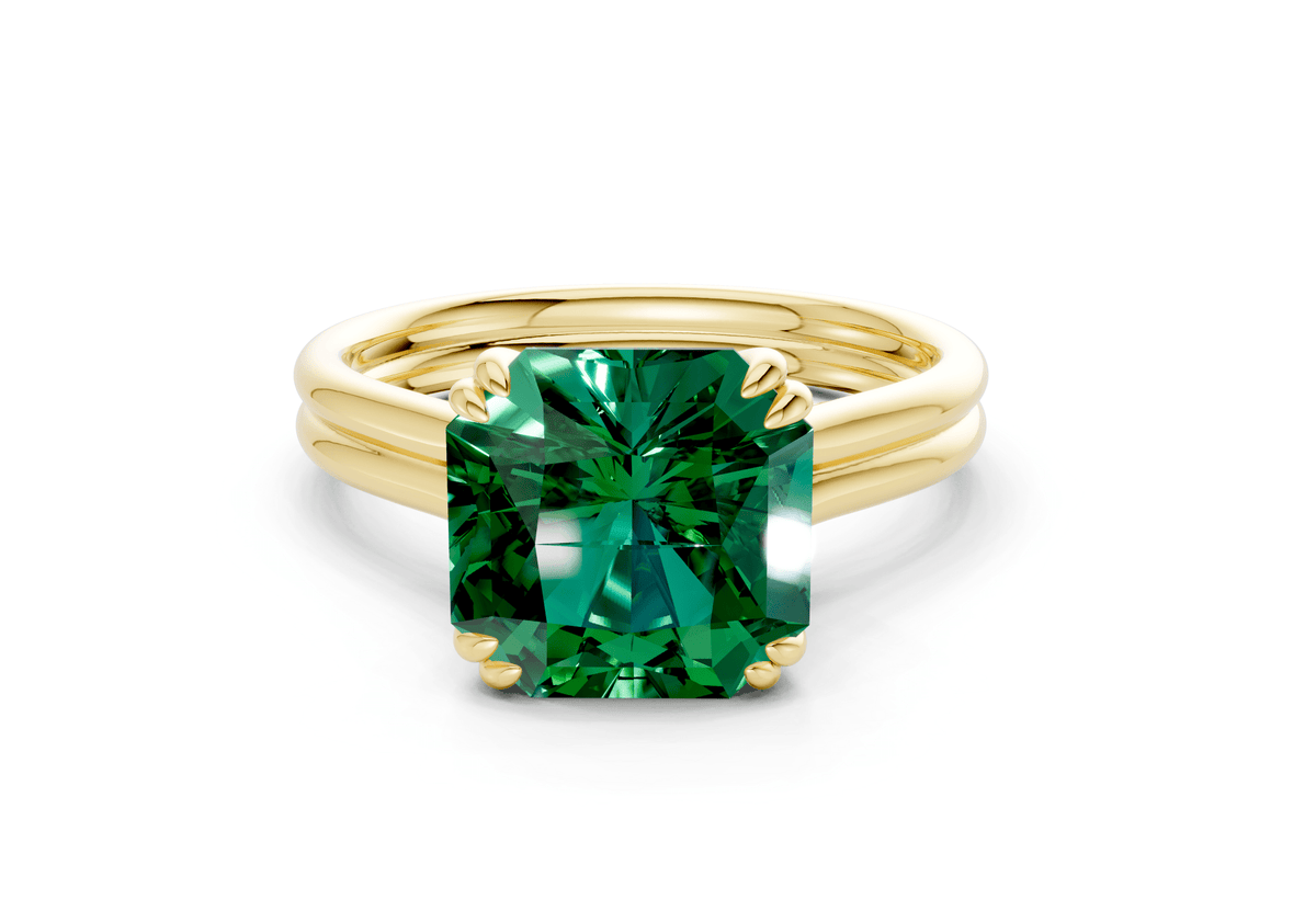 Audrey Emerald Gemstone Solitaire Radiant Squareuare Cut 3.1mm Engagement Ring